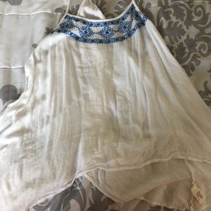 Blue & white tank top